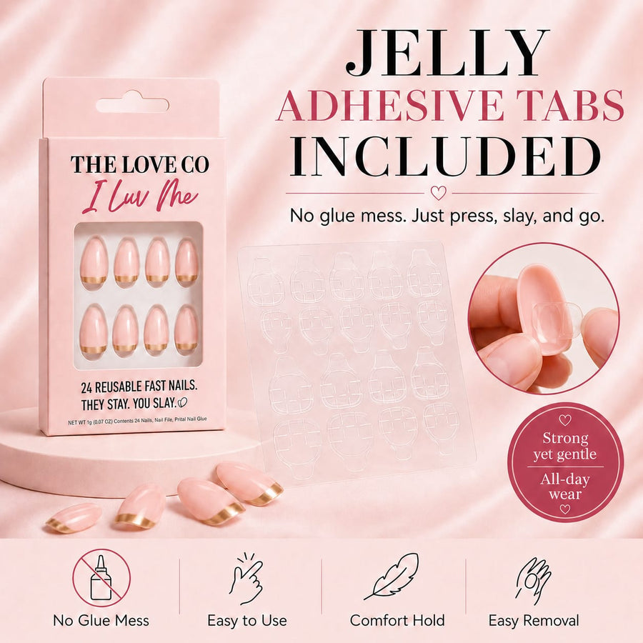 Nude Reverse French Almond Press-On Nails — Glue-Free – view 3 | The Love Co