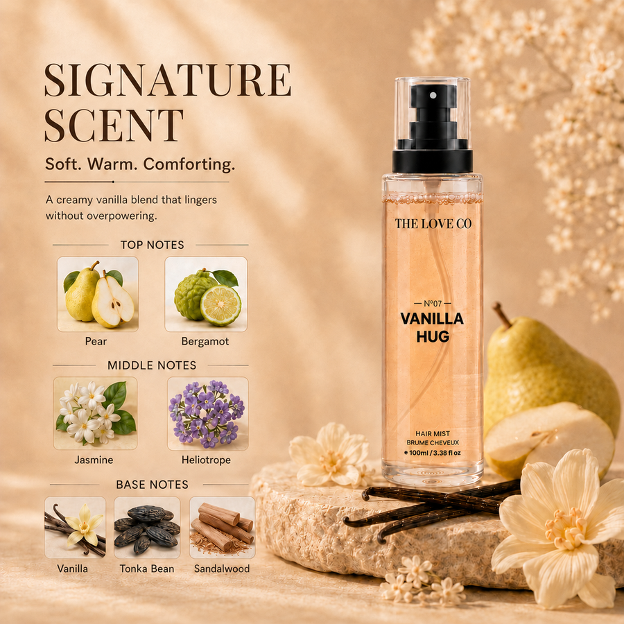 Vanilla Hug Hair Mist — Cosy Vanilla Hair Fragrance – view 6 | The Love Co