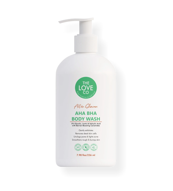 AHA BHA Body Wash 236ml — glycolic acid and lactic acid exfoliating body wash India — The Love Co