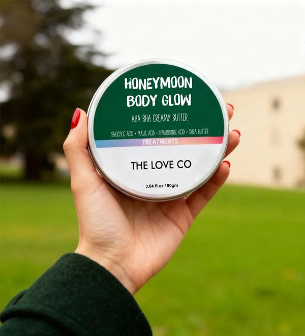 AHA BHA Honeymoon Body Glow Butter — exfoliating body butter for glowing skin India — The Love Co
