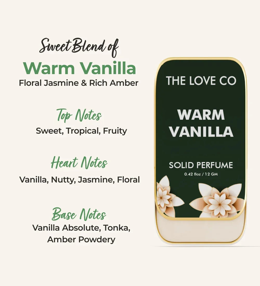 Warm Vanilla Solid Perfume — dermatologist-tested SLS-free formula