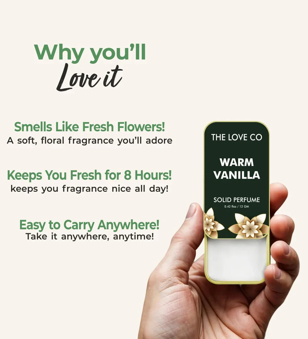Warm Vanilla Solid Perfume — The Love Co fragrance-led body care