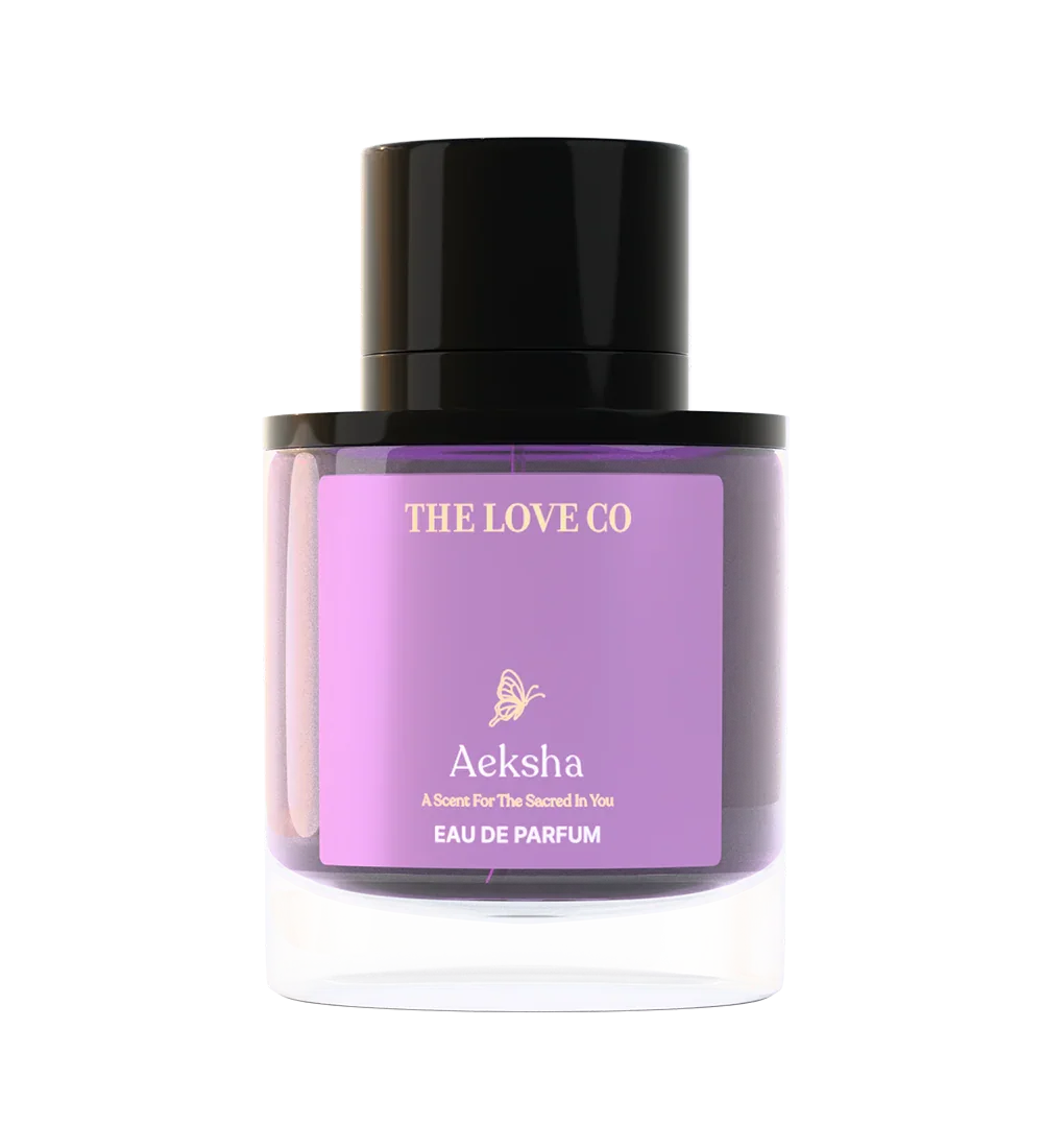 THE LOVE CO Aeksha perfume 50ml with purple label glass bottle, Eau De Parfum