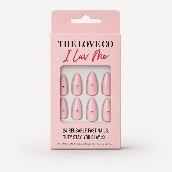 Blush Pink Stud Almond Press-On Nails
