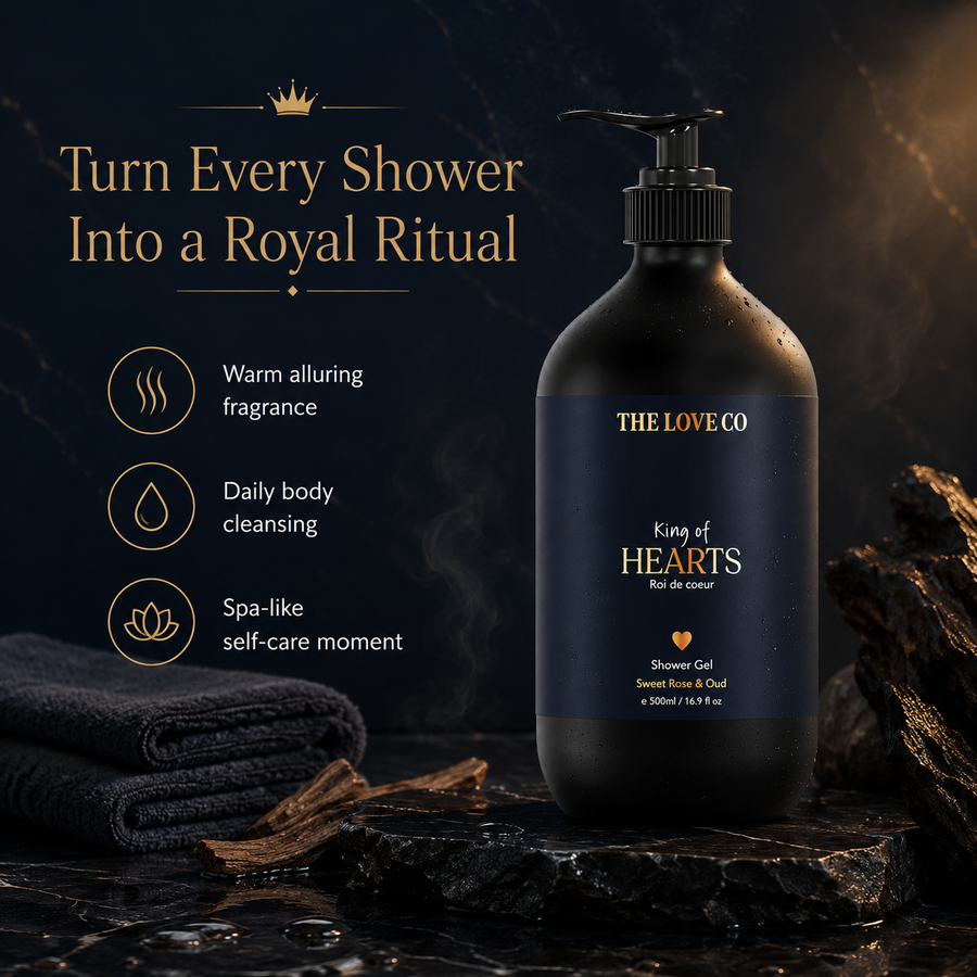 King of Hearts Shower Gel — Oud, Cedarwood, Amber – view 2 | The Love Co