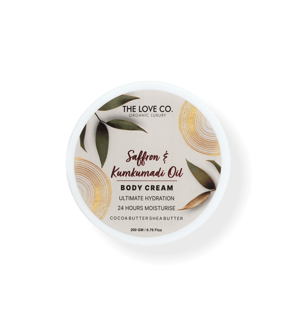 Saffron & Kumkumadi Oil Body Cream — front of bottle, fragrance-led body care