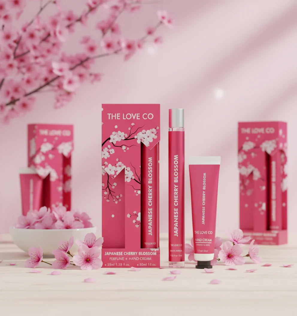Japanese Cherry Blossom Hand Cream & Perfume Gift Set - The Love Co
