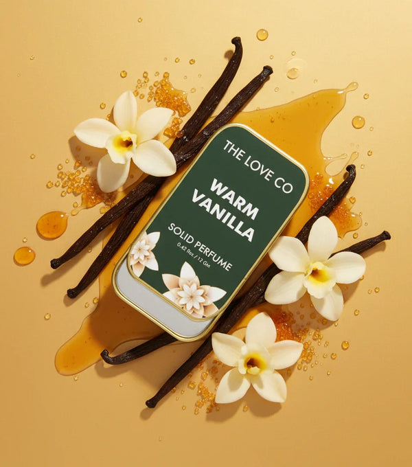 Warm Vanilla Solid Perfume — front of bottle, fragrance-led body care