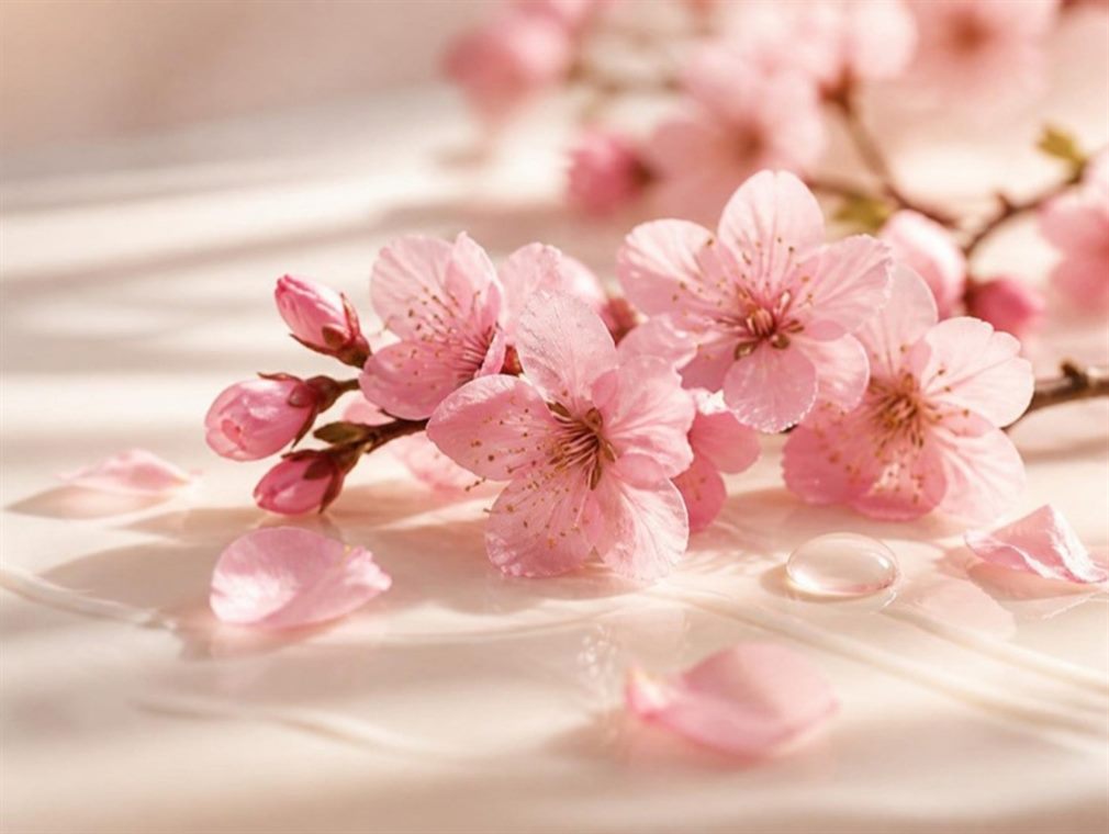 Pink cherry blossom on a branch