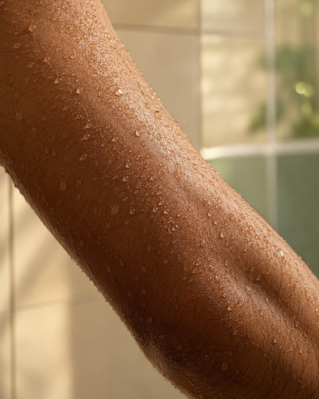 Wet skin with water droplets