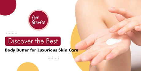 Hand applying body butter cream, skincare concept, 'Discover the Best Body Butter' text overlay