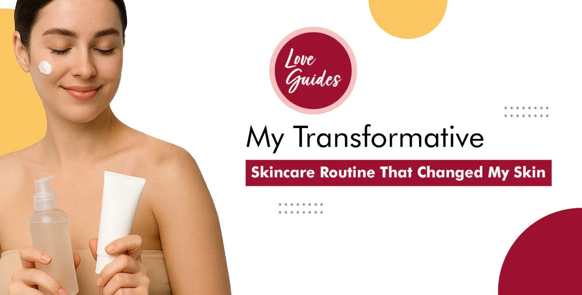 Woman applying skincare cream, holding cleanser and moisturizer, skincare routine guide