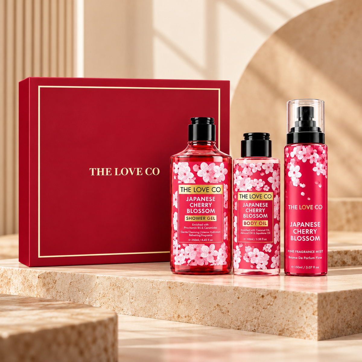Japanese Cherry Blossom Trio Gift Set (Body Oil, Body Mist, Shower Gel)