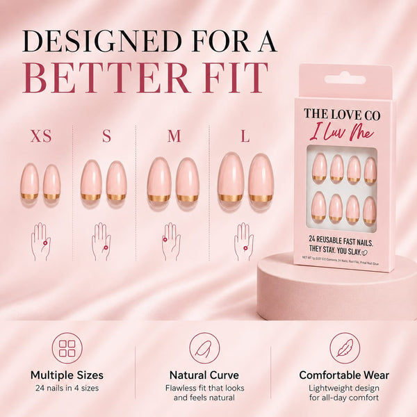 Nude Reverse French Almond Press-On Nails