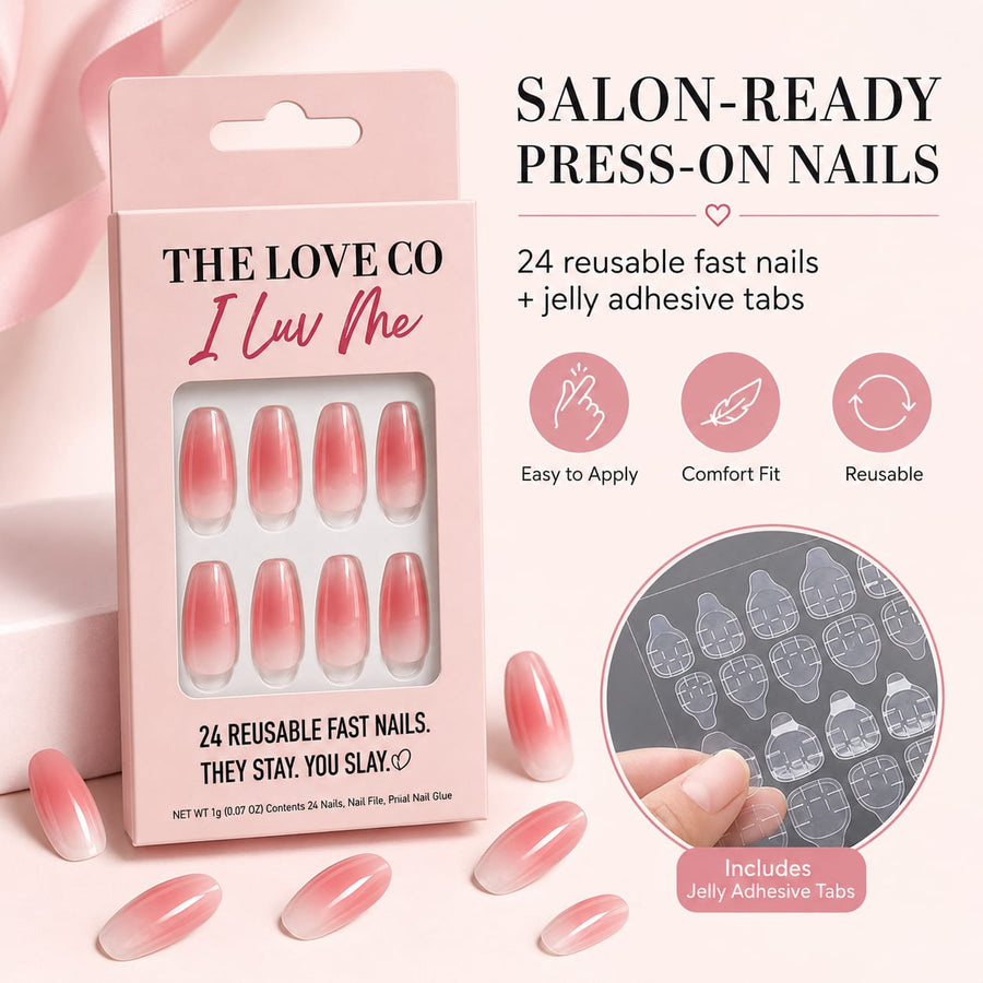 Pink Ombre Almond Press-On Nails — Glue-Free – view 4 | The Love Co