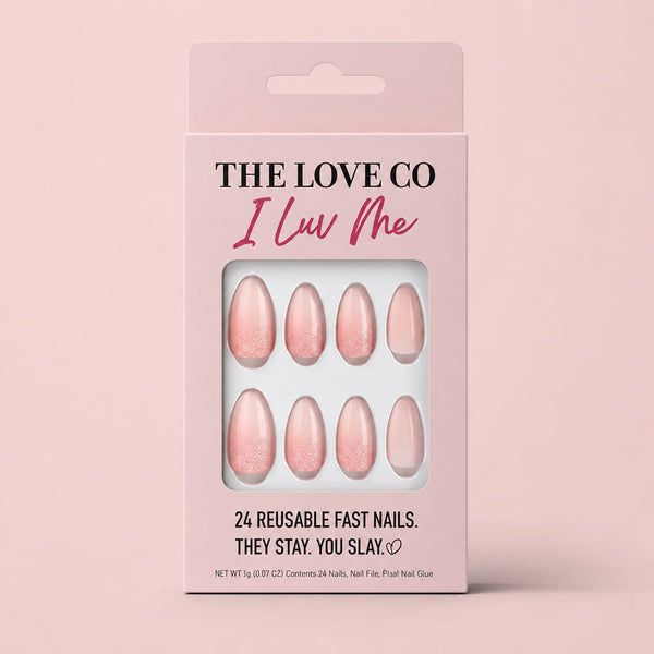 Pink Glitter Almond Press-On Nails