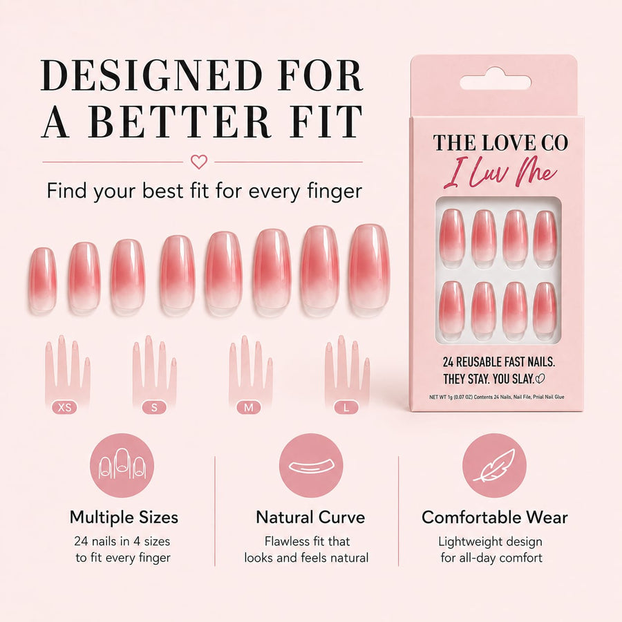 Pink Ombre Almond Press-On Nails — Glue-Free – view 5 | The Love Co