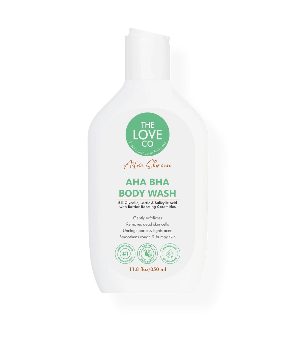 AHA BHA Body Wash 350ml — glycolic, lactic, salicylic acid exfoliating body wash — The Love Co