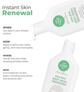 AHA BHA Body Wash foaming lather — body wash for rough skin and strawberry legs — The Love Co