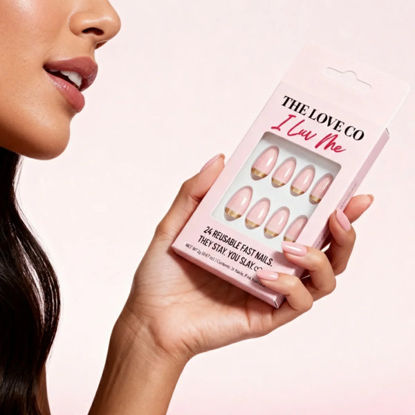 Glitter Pink Gold Tip Nails — The Love Co