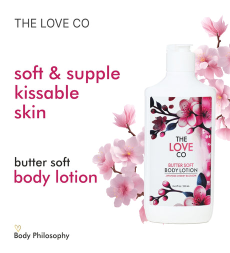 The Love Co Butter Soft Body Lotion infused with Japnese cherry blossom for all day hydartion