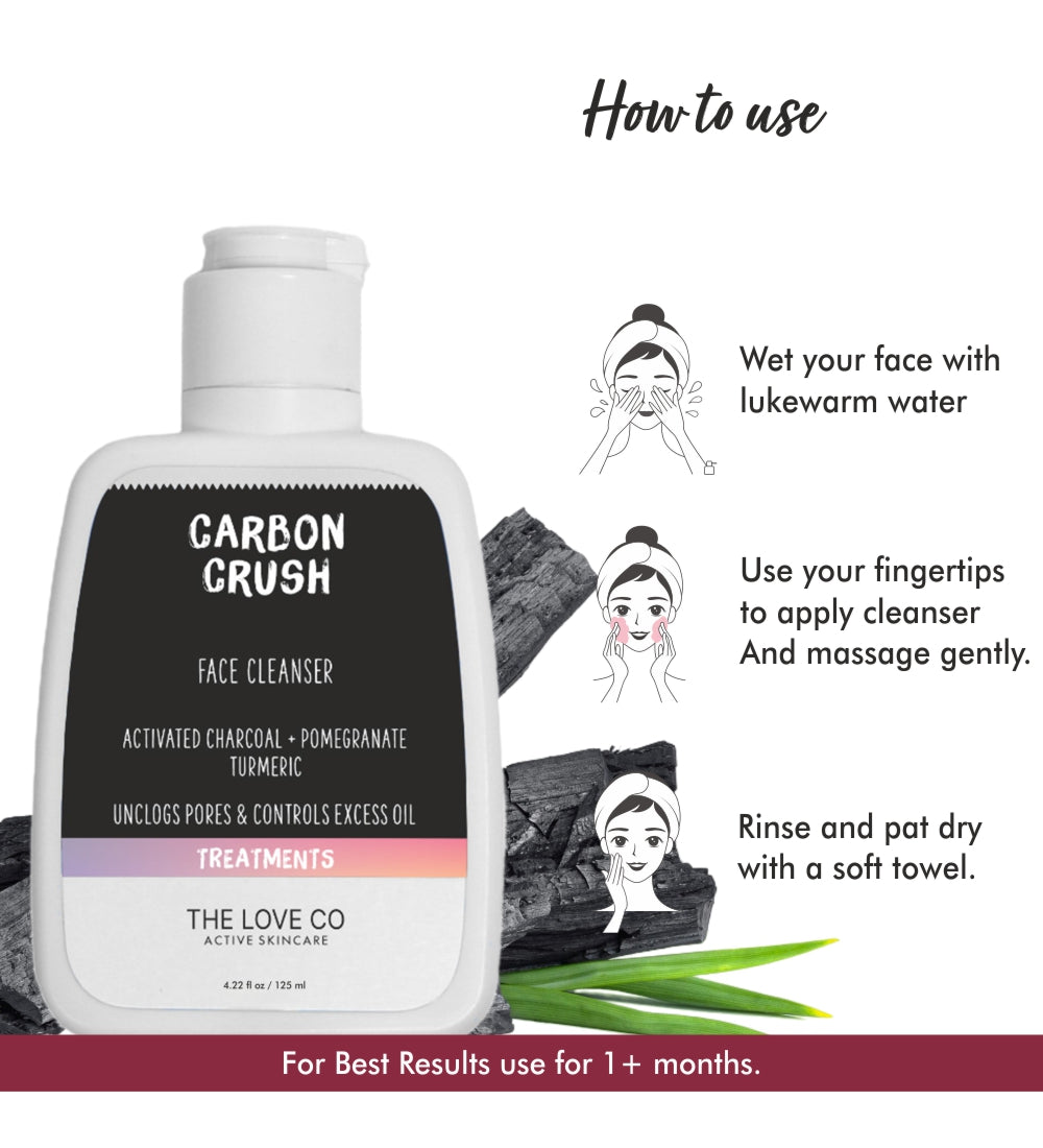 The Love Co Carbon Crush Gel Face Cleanser With Activated Charcoal, Pomegrante & Turmeric