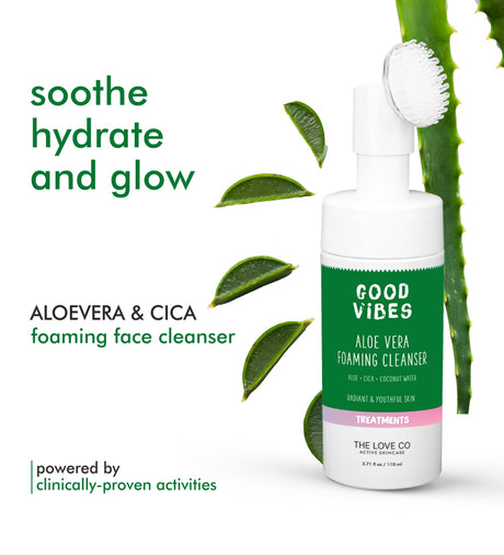 The Love Co Good Vibes Aloe  Vera Foaming Face Wash With Aloe, Cica & Coconut Water