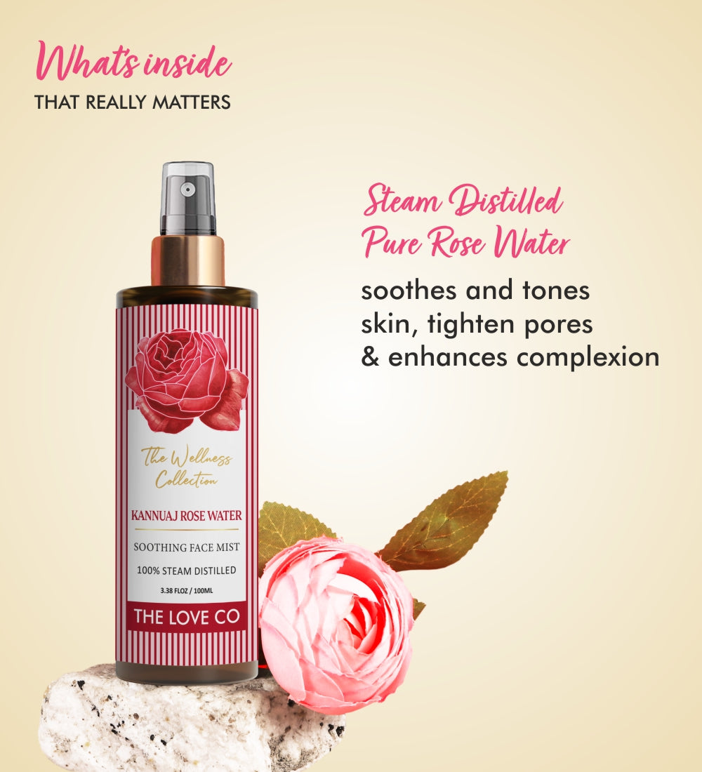 The Love Co Kannuaj Rose Water Soothing Face Mist With 100% Steam Distilled