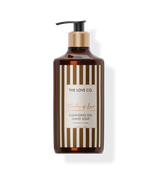 The Love Co. Shades of Love hand wash bottle with gold pump and striped label