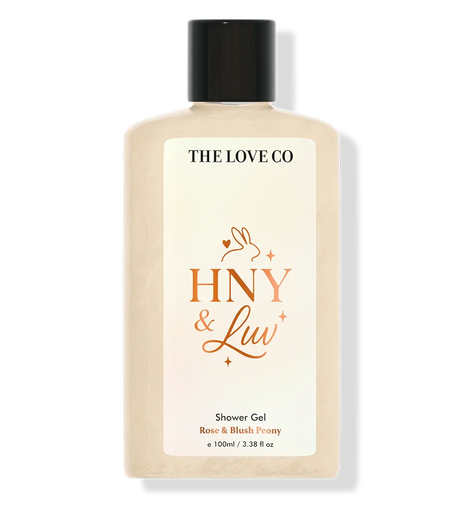 THE LOVE CO HNY & Luv Rose & Blush Peony shower gel bottle, 100ml