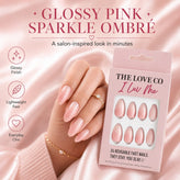 Pink Glitter Almond Press-On Nails — Sparkle, Glue-Free – view 4 | The Love Co