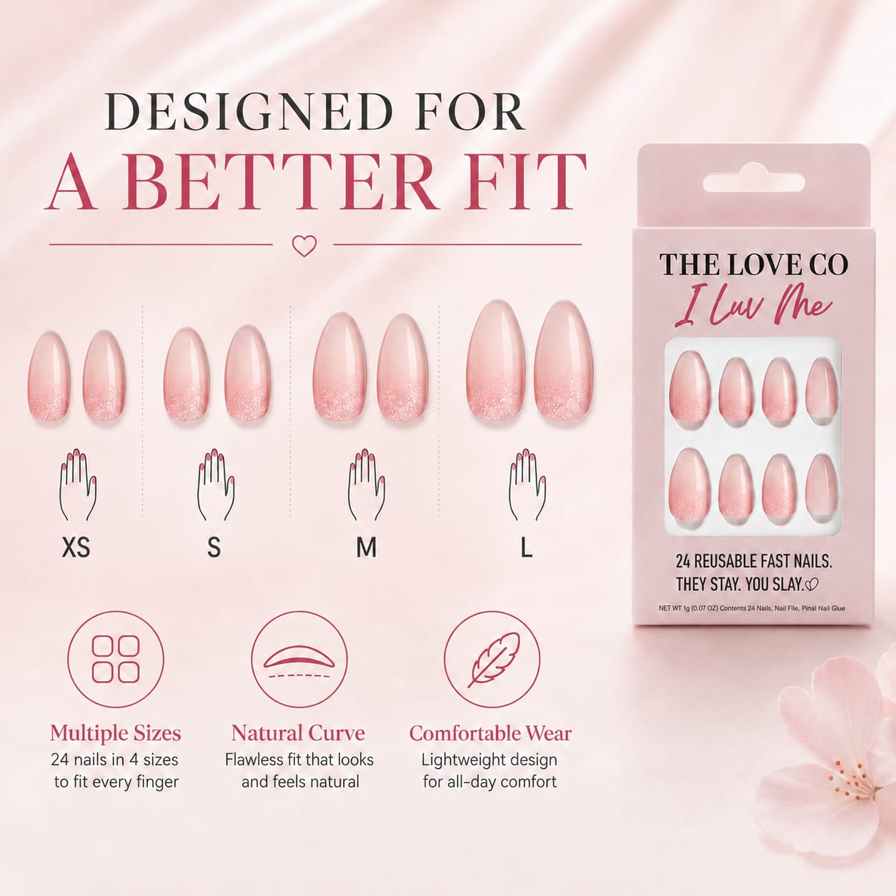 Pink Glitter Almond Press-On Nails