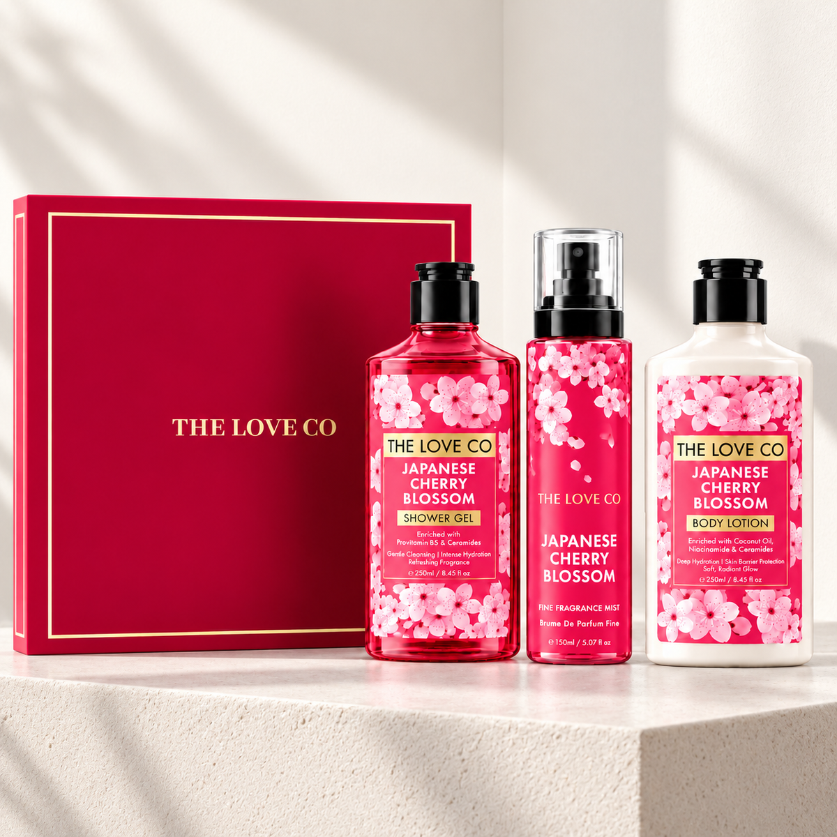 Japanese Cherry Blossom Trio Gift Set (Body Oil, Body Lotion, Shower Gel)