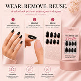 Classic Black Almond Press-On Nails — Reusable, No-Glue – view 4 | The Love Co
