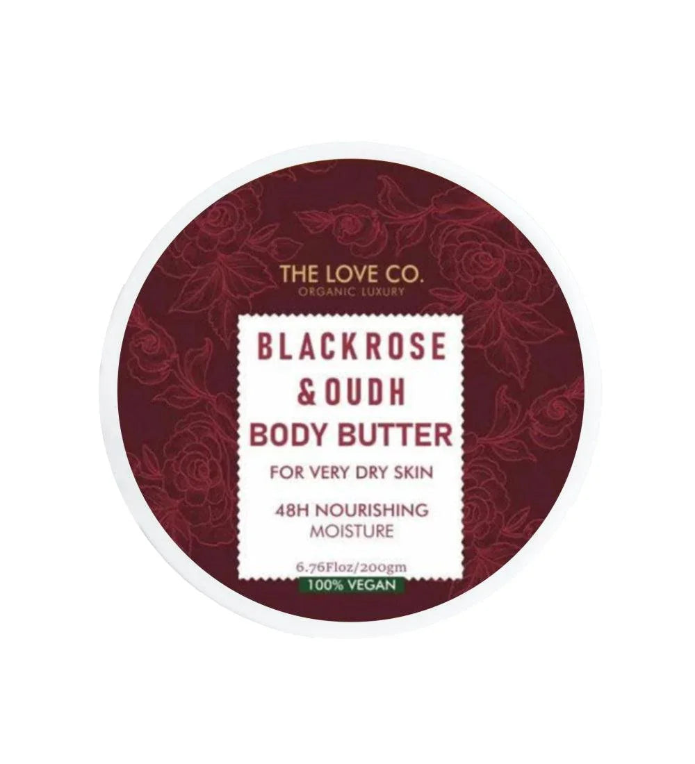 Black Rose & Oudh Body Butter — ingredients and key actives panel