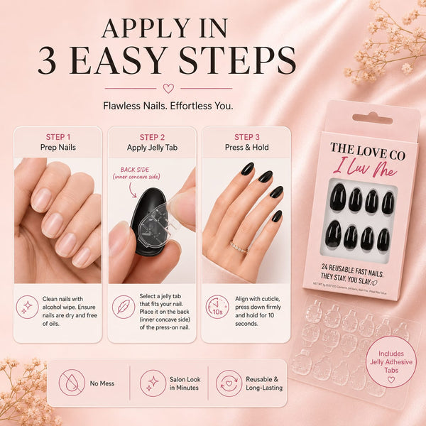 Classic Black Almond Press-On Nails