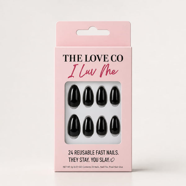 Classic Black Almond Press-On Nails