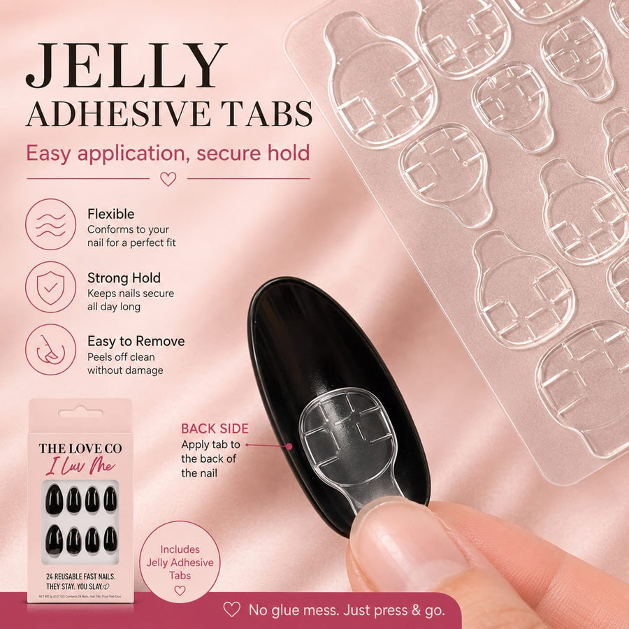 Classic Black Almond Press-On Nails — Reusable, No-Glue – view 3 | The Love Co