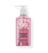 Japanese Cherry Blossom hand wash bottle with pink liquid and floral label