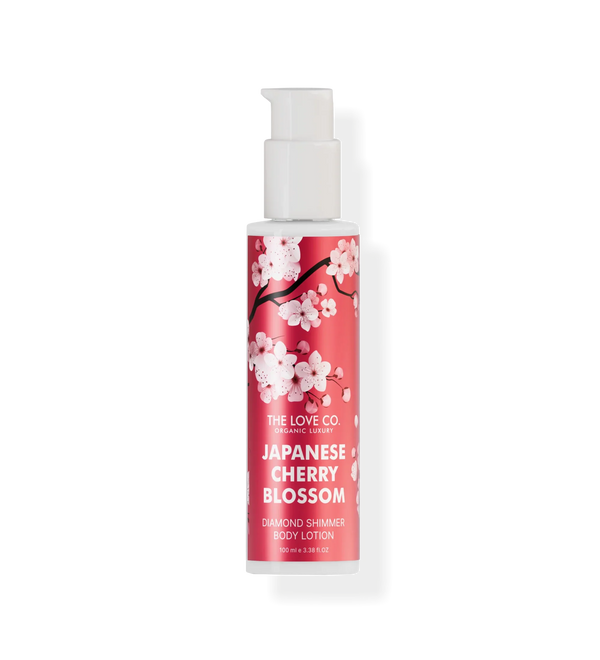 Japanese Cherry Blossom Diamond Shimmer Lotion — front of bottle, fragrance-led body care