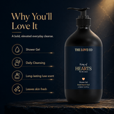 King of Hearts Shower Gel — Oud, Cedarwood, Amber – view 3 | The Love Co