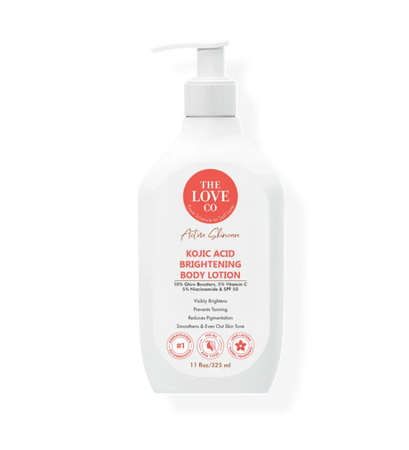 The Love Co Kojic Acid Brightening Body Lotion bottle with pump, 325ml
