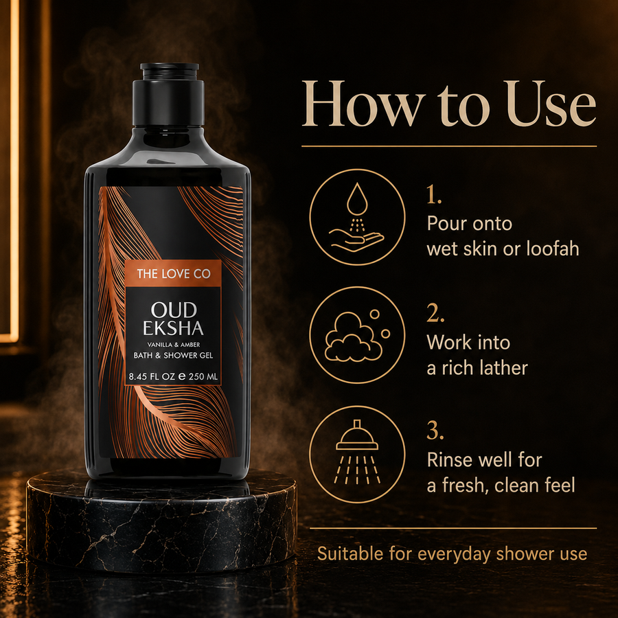 Oud Eksha Body Wash — Bold Oud Shower Gel – view 5 | The Love Co