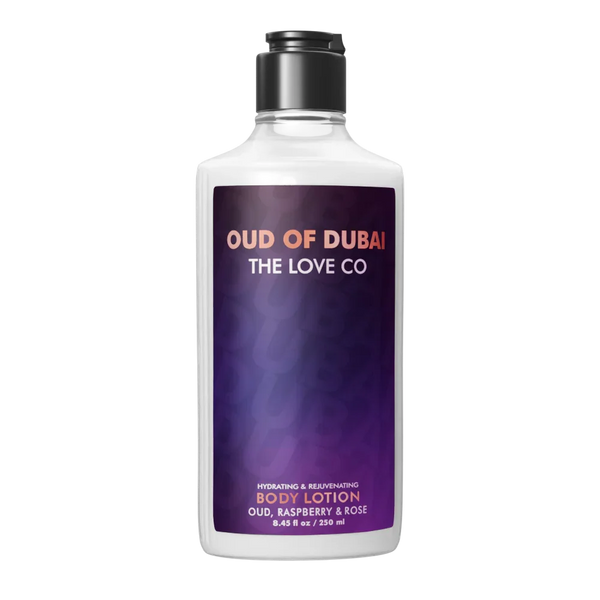 Oud Of Dubai Body Lotion — front of bottle, fragrance-led body care