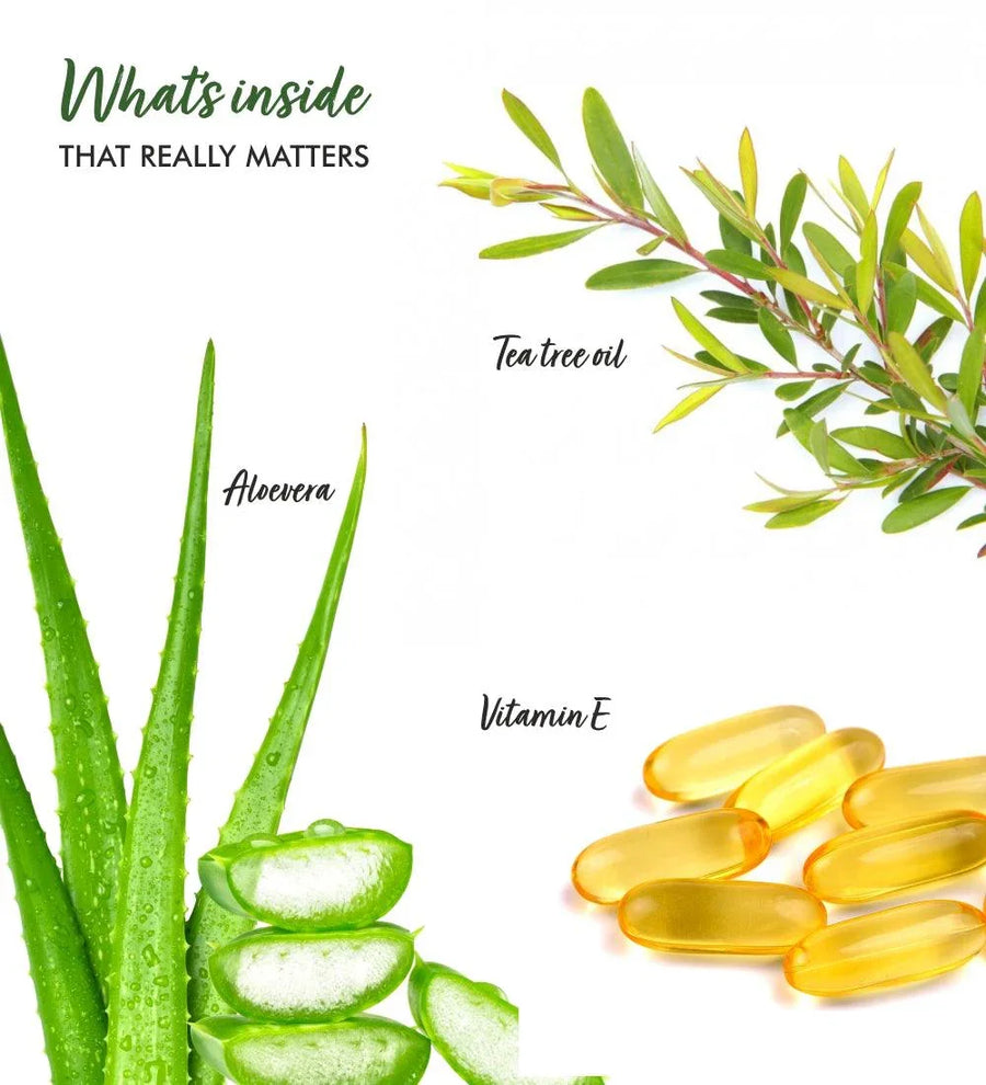 Tea Tree Aloe Gel — ingredients and key actives panel