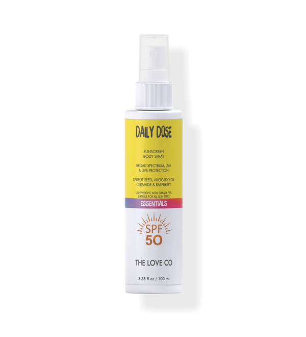 Daily Dose Sunscreen Body Spray — front of bottle, fragrance-led body care