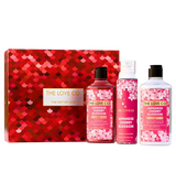 The Love Co Japanese Cherry Blossom gift box with shower gel, body mist, and body lotion