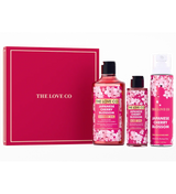 The Love Co Japanese cherry blossom gift box with shower gel, body oil, and body mist set