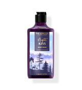 The Love Co. Night Kiss body wash bottle with aloe and vitamin E, purple woodland label