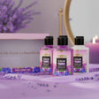 The Love Co lavender gift box with Calm aromatherapy shower gel, shampoo, and lavender decor